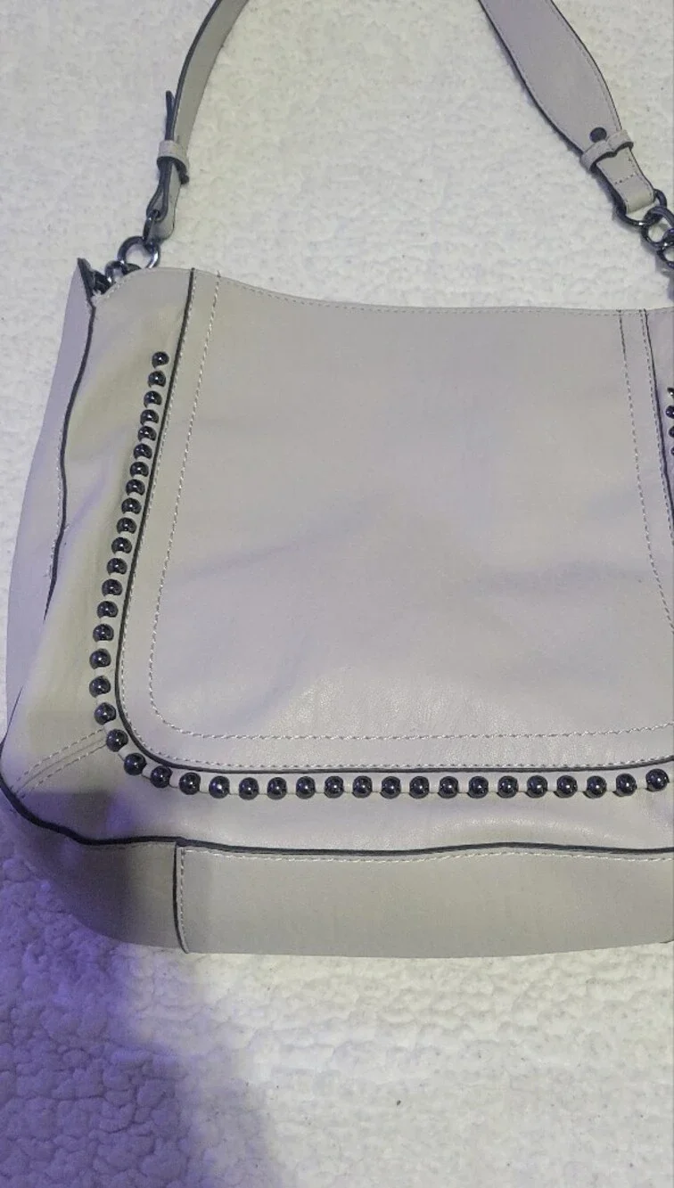 Jessica Simpson Cream Leather Shoulder Bag
